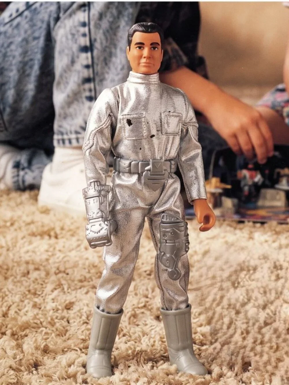 M & C Toys Power Team Astronaut Man 12” Action Figure Silver Space Suit Rare